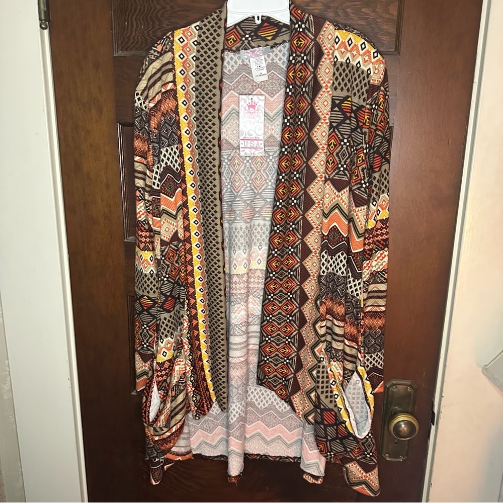 NWT Pretty Young Thing Long Sleeve Cardigan Geometric Print Size 1x